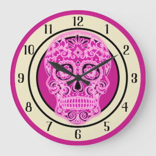 Dekorativ skull stor klocka