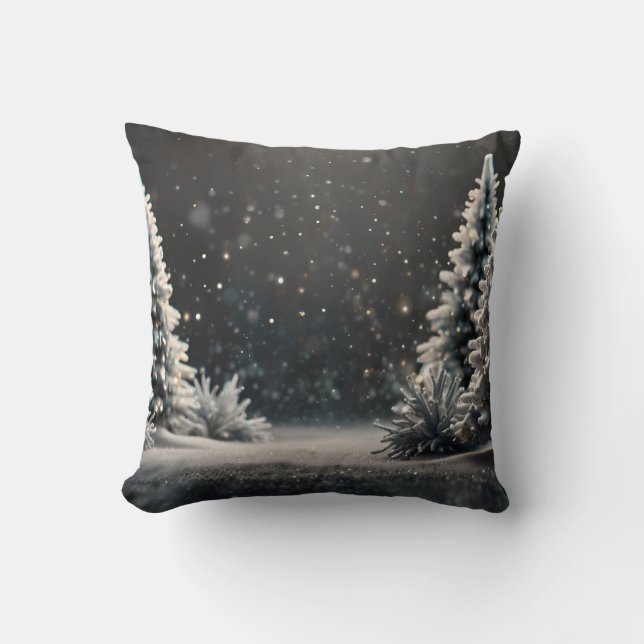 Dekorativ Snö Blå Och Vit Boll God Jul Kudde (Framsida)