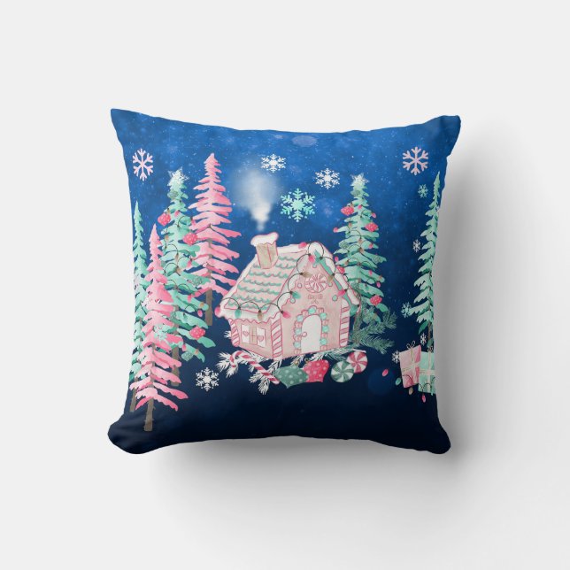 Dekorativ Snö Blå & Vit Boll God Jul Kudde (Framsida)
