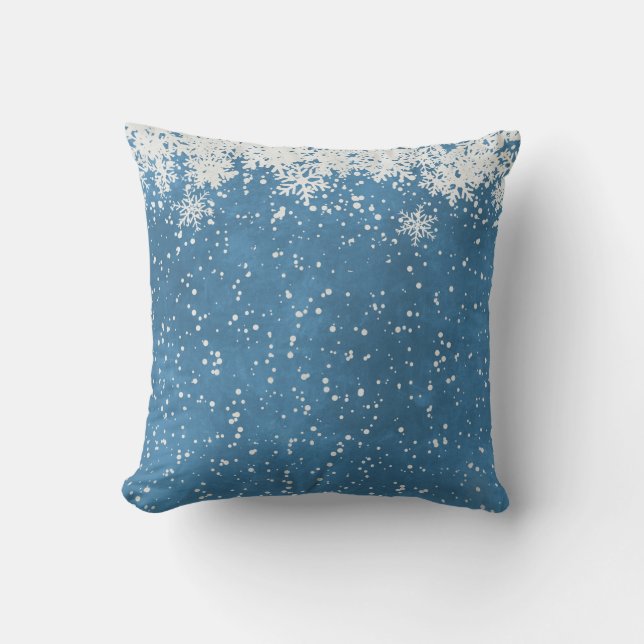 Dekorativ Snö Blå & Vit Boll God Jul  Kudde (Framsida)