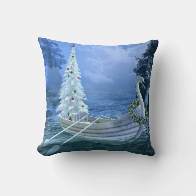 Dekorativ Snö Blå & Vit Boll God Jul Kudde (Framsida)