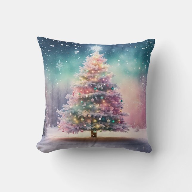 Dekorativ Snö Blå & Vit Snö God Jul Kudde (Framsida)