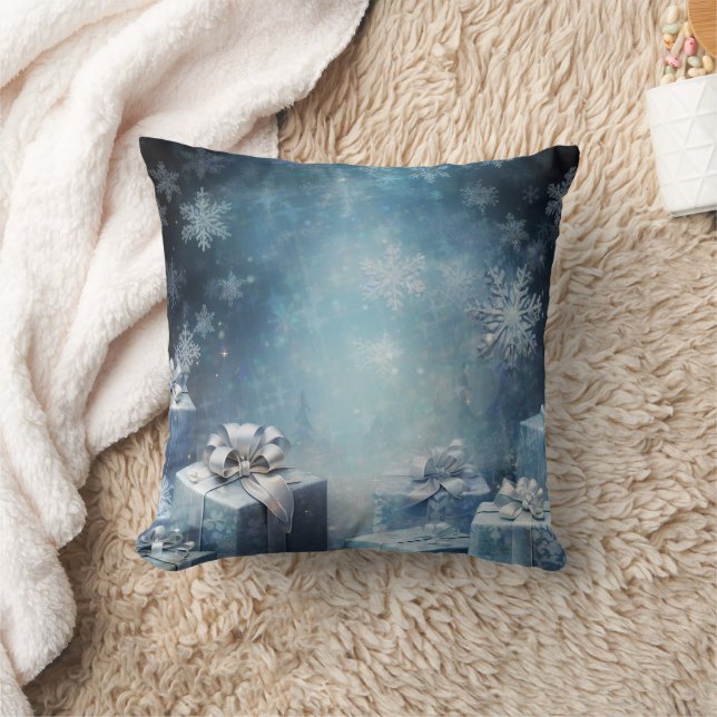 Dekorativ Snö Blue & White Boll God jul Kudde (Filt)