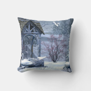Dekorativ Snö Blue & White Boll God jul Kudde