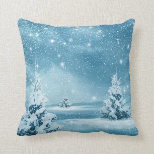 Dekorativ Snö Blue & White Boll God jul Kudde