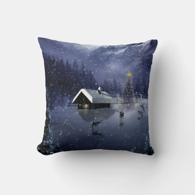 Dekorativ Snö Blue & White Boll God jul Kudde (Framsida)