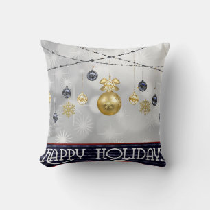 Dekorativ Snö Blue & White Boll God jul Kudde