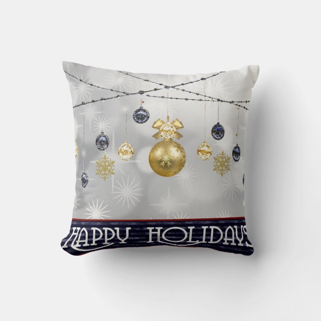 Dekorativ Snö Blue & White Boll God jul Kudde (Framsida)