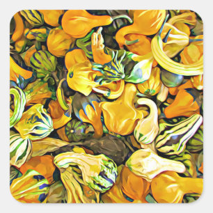 Dekorativ Squash och Gourds Halloween Stickers Fyrkantigt Klistermärke