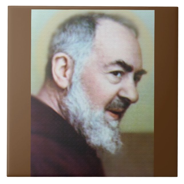 DEKORATIV ST PADRE PIO BELÄGGER MED TEGEL KAKELPLATTA (Framsidan)