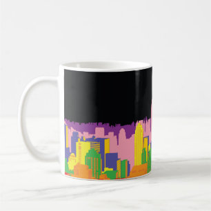 Dekorativ stadsljusbakgrund byggnad kaffemugg