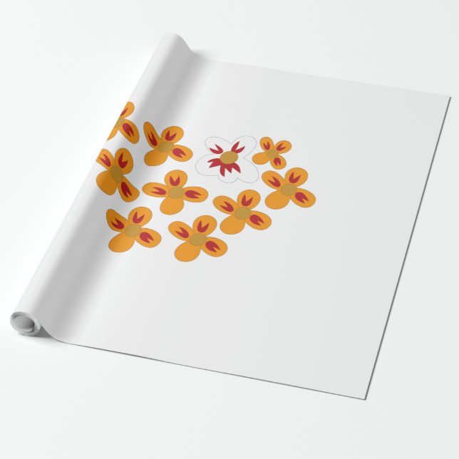 Dekorativ Stil, Dull Orange, Cornell Red Presentpapper (Utrullad)