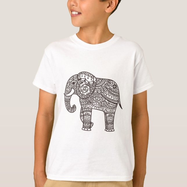 Dekorativ stilelefant t-shirt (Framsida)