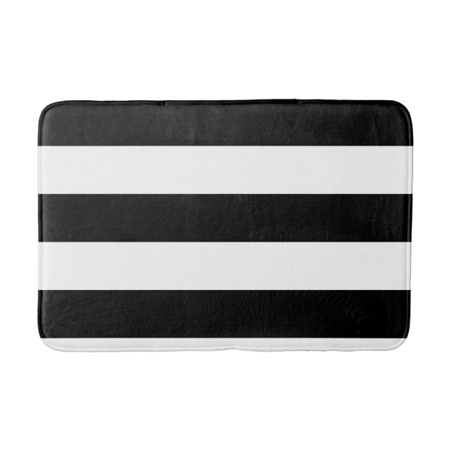 Dekorativ stripe Black & White Rand Mönster Badrumsmatta (Framsidan)