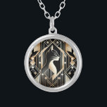 Dekorativ svart katt Abstrakt Necklace Silverpläterat Halsband<br><div class="desc">Abstrakten Necklace med vacker dekorativ svart katt</div>