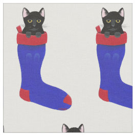 Dekorativ svart katt i julstrumpatyg tyg