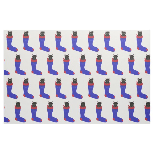 Dekorativ svart katt i julstrumpatyg tyg (Fat Quarter)