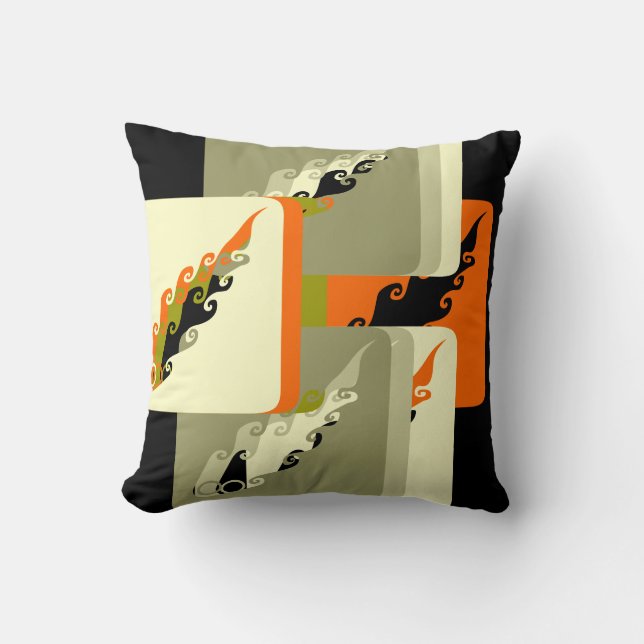 Dekorativ svart Orange och Khaki Pillow Kudde (Framsida)