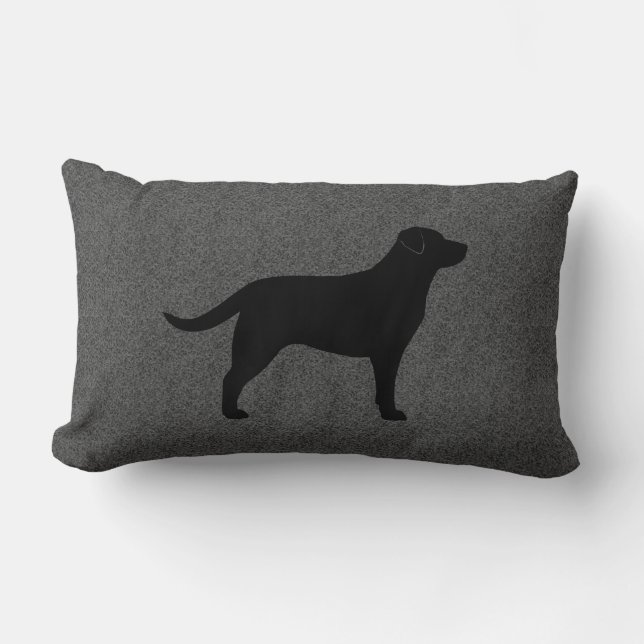 Dekorativ svart Silhouette för Labrador Retriever Lumbarkudde (Framsida)