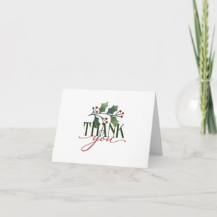 Dekorativ Tack med Holly Sprig Helgdag Card Helgkort