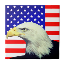 Dekorativ Tile med amerikansk Flagga och Eagle