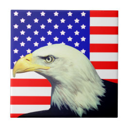 Dekorativ Tile med amerikansk Flagga och Eagle Kakelplatta