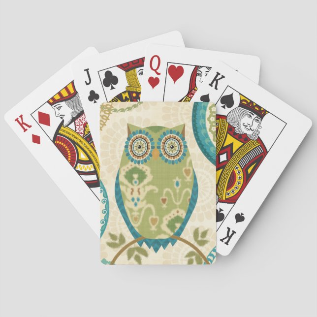 Dekorativ uggla med cirkulärdesigner spel kort (Baksidan)