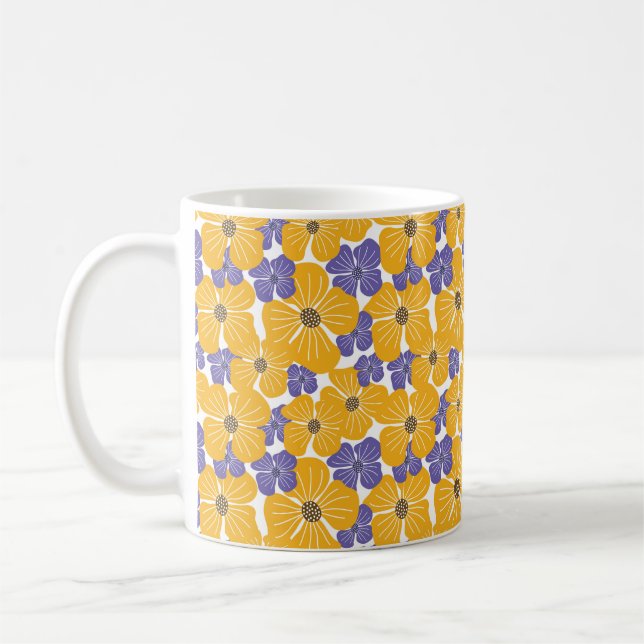 Dekorativ vacker abstrakt, modern stil-blommigt  kaffemugg (Vänster)