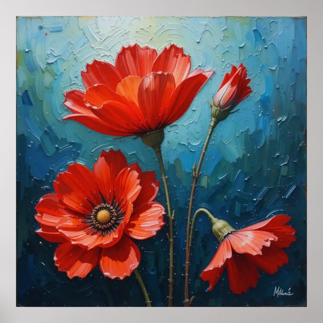 Dekorativ väggkonst - Blommigtens Oljemålning nr 3 (Framsidan)