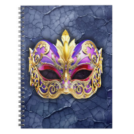 Dekorativ venetiansk mask på texturerad Mörk Anteckningsbok