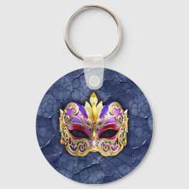 Dekorativ venetiansk mask på texturerad Mörk Nyckelring