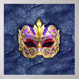 Dekorativ venetiansk mask på texturerad Mörk Poster