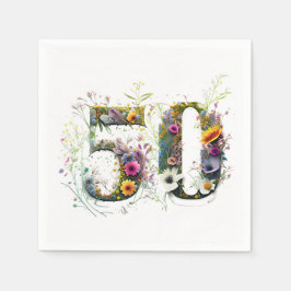 Dekorativ vildblomma-text för 50-årsdag pappersservett