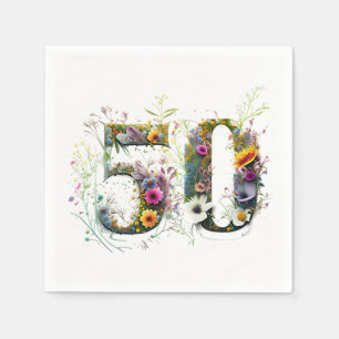 Dekorativ vildblomma-text för 50-årsdag pappersservett