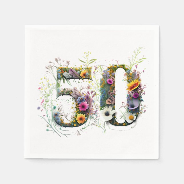 Dekorativ vildblomma-text för 50-årsdag pappersservett (Framsidan)