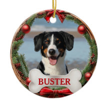 Dekorativ vinlövskrans för hund julgran ornament