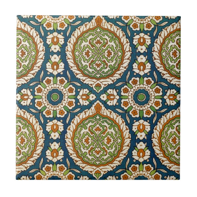 Dekorativ Vintage arabiskt Blommönster Kakelplatta (Framsidan)