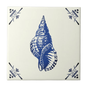 Dekorativ Vintage Blue Seashell på Elfenbenskusten Kakelplatta