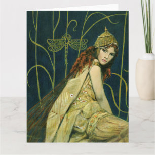 Dekorativ Vintage Nymph Large Hälsning Card Kort