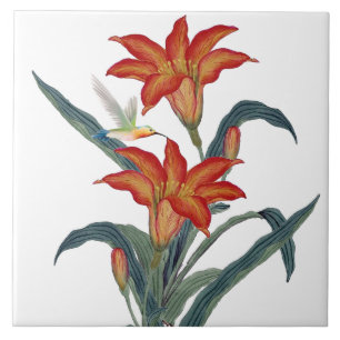 Dekorativ Vintage Orange Daglilja Blomma  Kakelplatta
