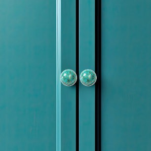 Dekorativ Webben Guld över Teal Black Orb Knopp