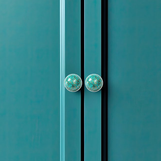 Dekorativ Webben Guld över Teal Black Orb Knopp (Skapare uppladdad)