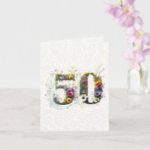 Dekorativ Wildblomstext 50:e födelsedagen