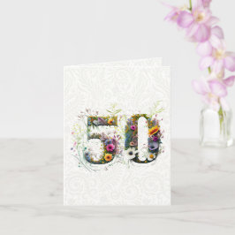 Dekorativ Wildblomstext 50:e födelsedagen Kort