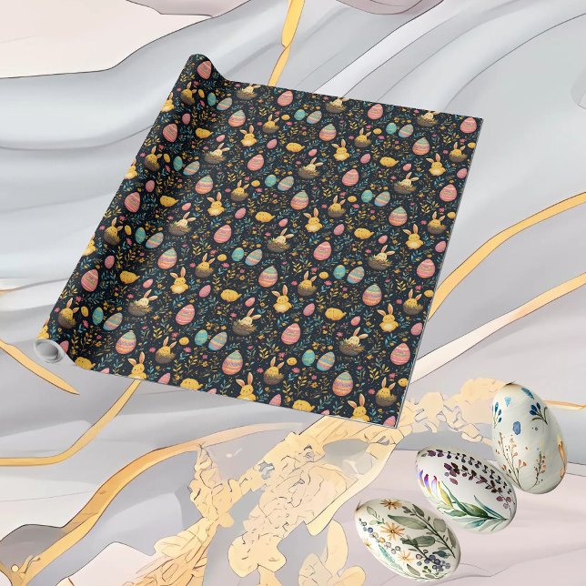 Dekorativa ägg Påskharen Minimal Rustik Dekor Presentpapper (Decorative Eggs Easter Bunny Minimal Rustic Decor Wrapping Paper)