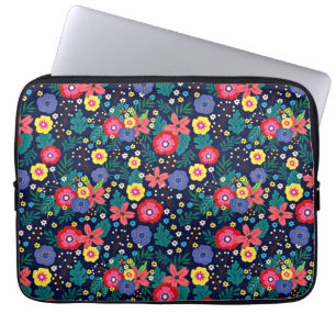 Dekorativa blommor och Löv Mönster-48675 Laptop Fodral