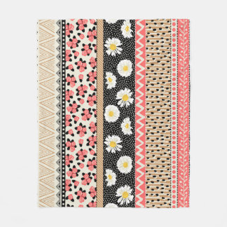 Dekorativa blommor: Patchwork Tile Mönster Fleecefilt