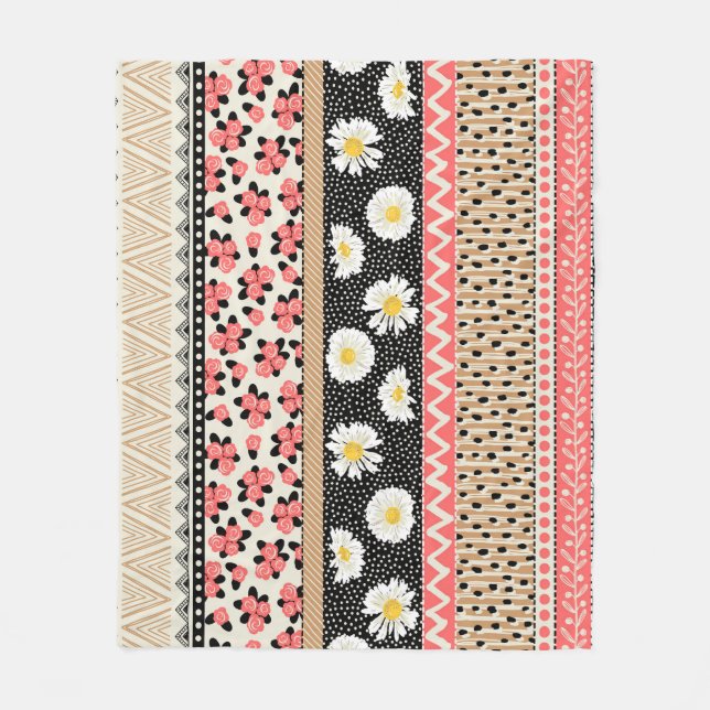 Dekorativa blommor: Patchwork Tile Mönster Fleecefilt (Framsidan)