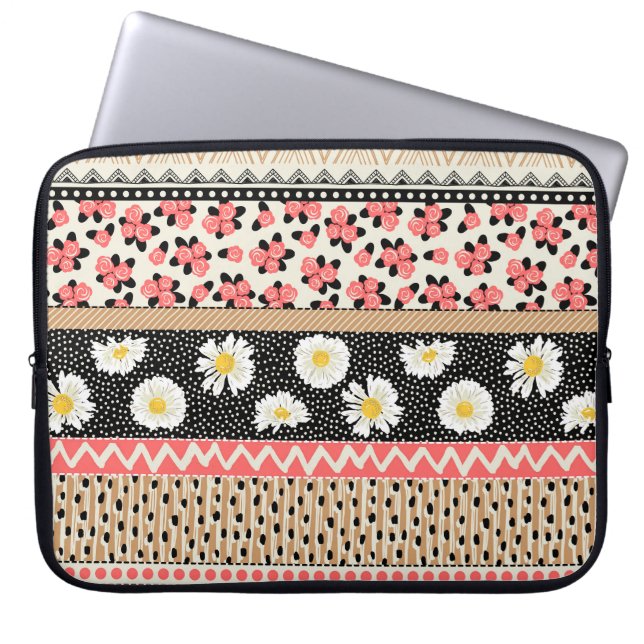 Dekorativa blommor: Patchwork Tile Mönster Laptop Fodral (Framsidan)