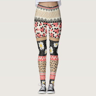 Dekorativa blommor: Patchwork Tile Mönster Leggings